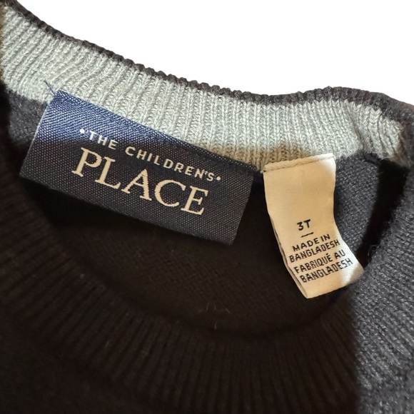 Children’s Place Bear Black Sweater Knit Pullover Christmas Toddler Boy 3T - Picture 2 of 4